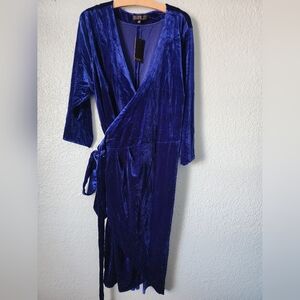Eloquii Royal Blue Velvet Midi Dress